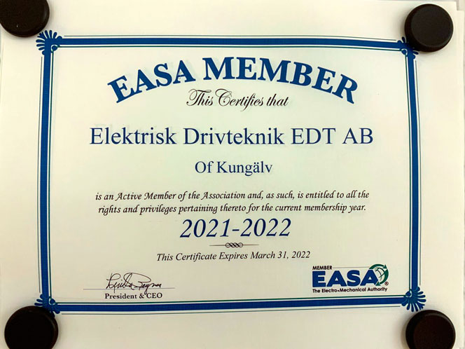 EASA 2021 Certifikat